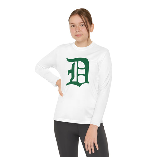 script D (front)_GREEN SOX logo (back)-Youth Long Sleeve Competitor Tee