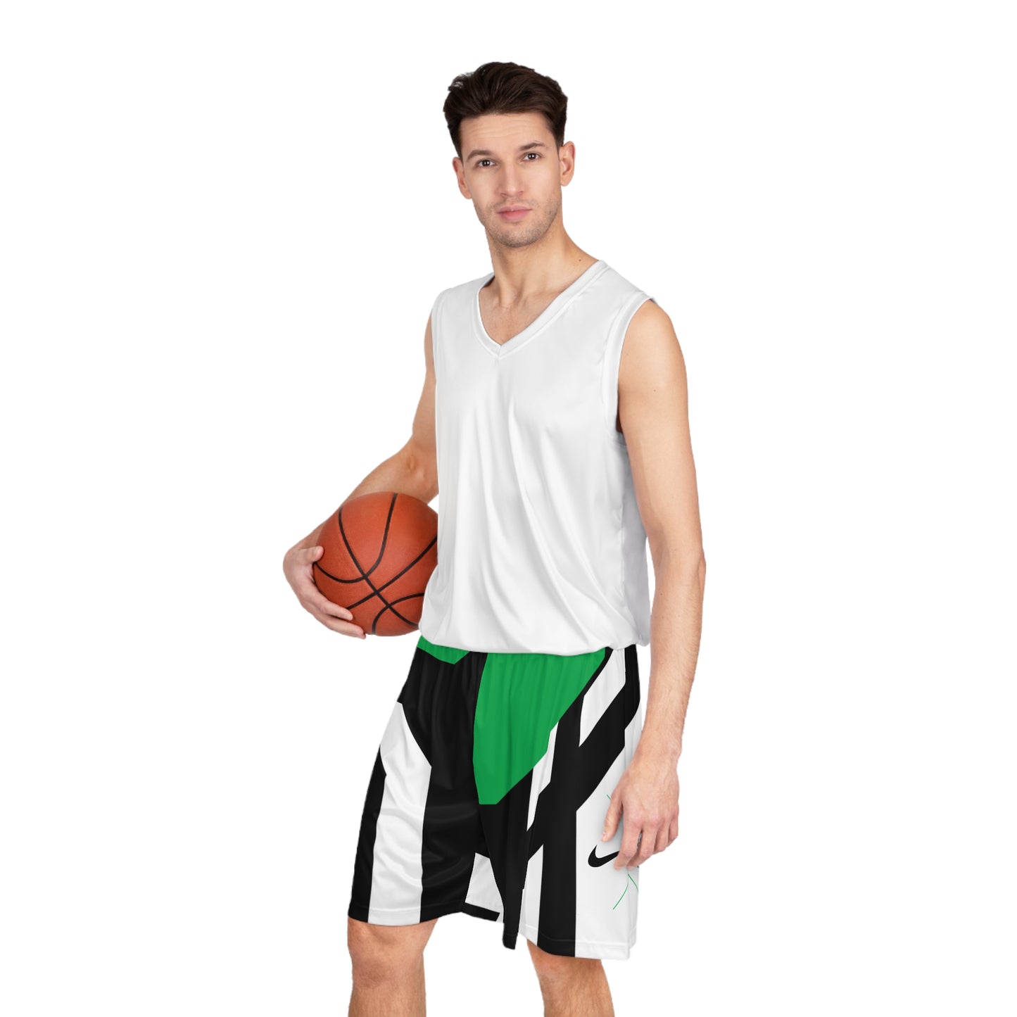 Irish Iconography Basketball Shorts — Green Black All-Over Print