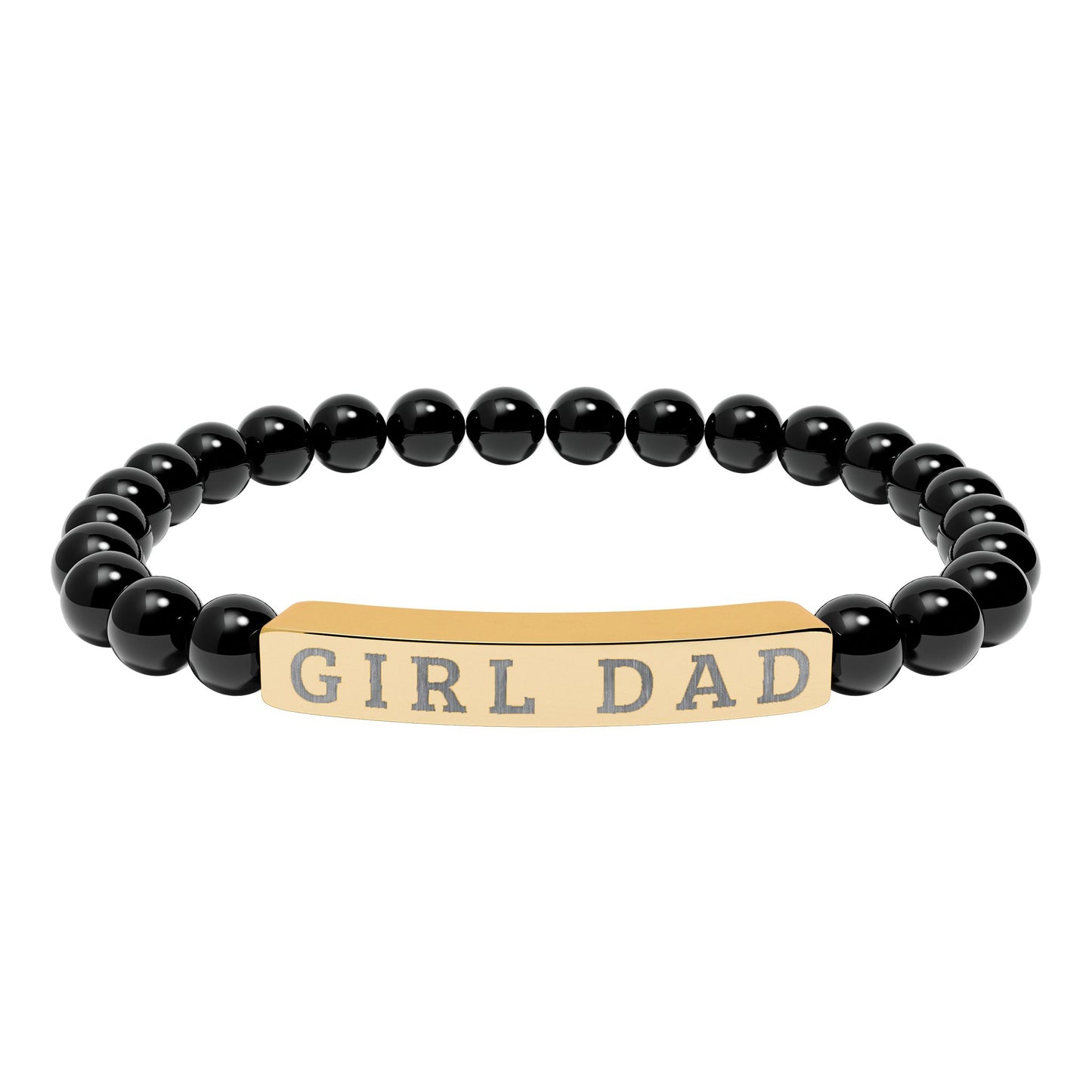 GIRL DAD – Engraved Natural Stone Stretch Bar Bracelet