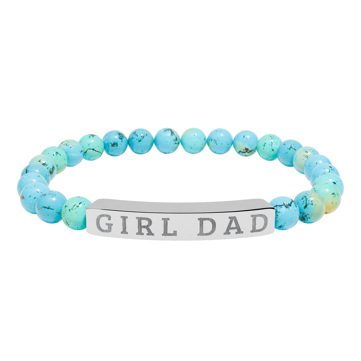 GIRL DAD – Engraved Natural Stone Stretch Bar Bracelet