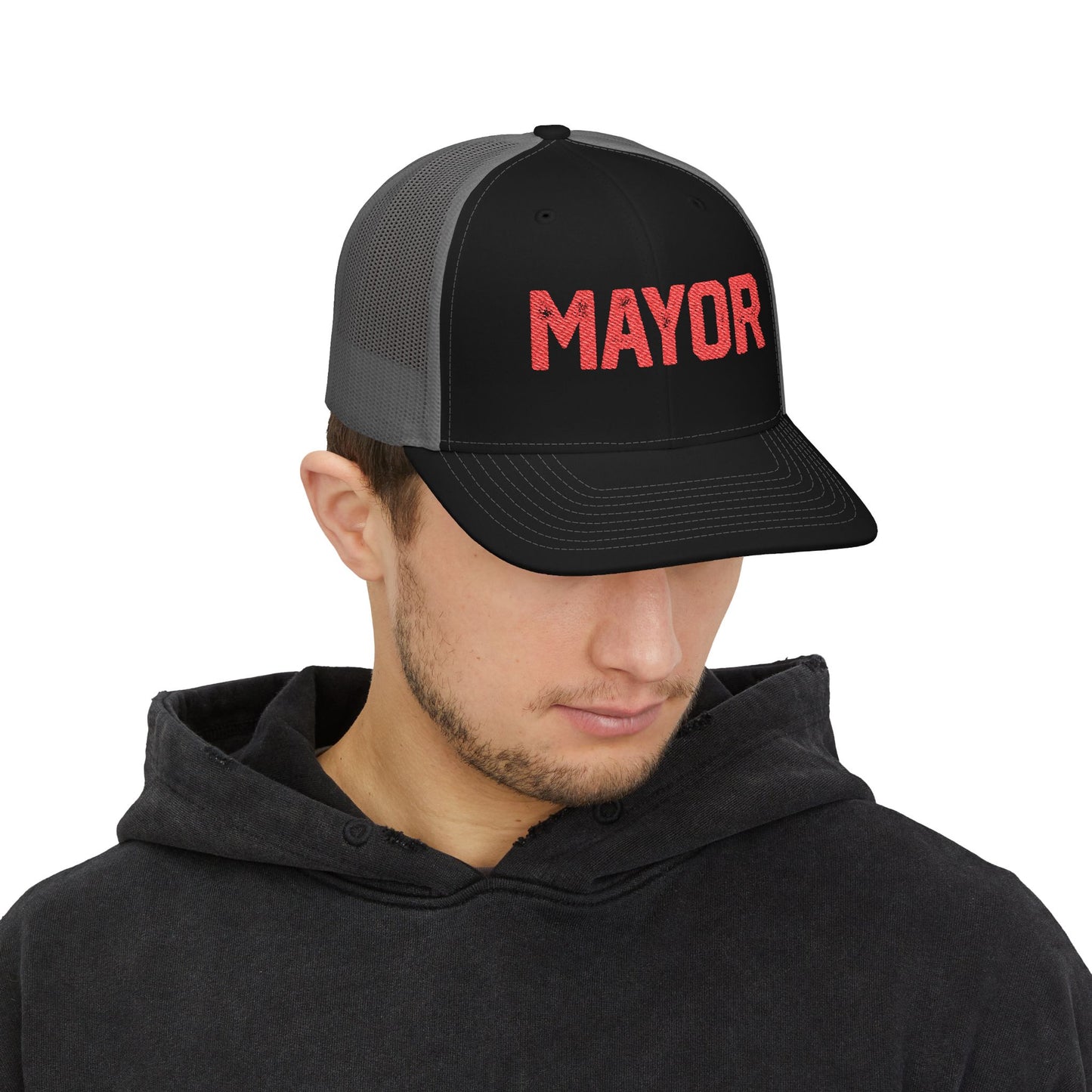 Mayor Embroidered Trucker Cap - Bold Snapback Mesh Hat