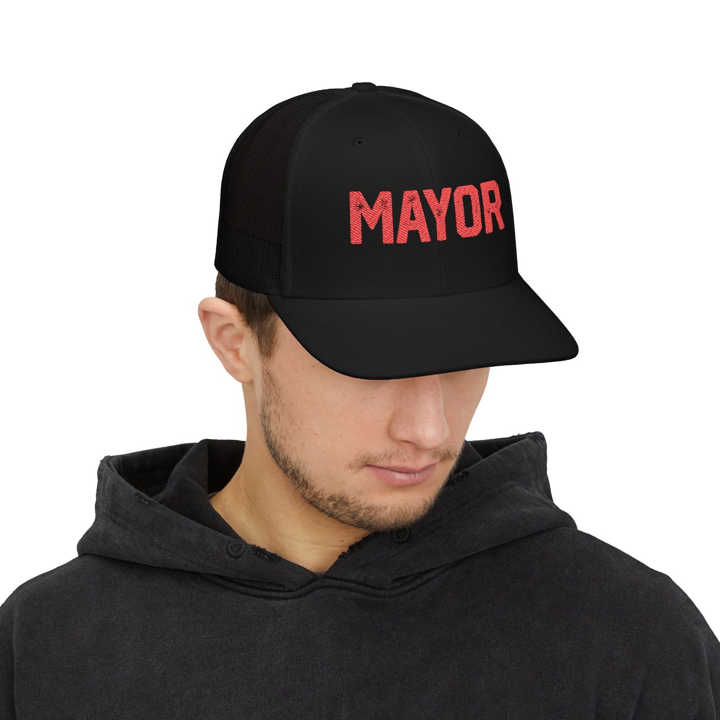 Mayor Embroidered Trucker Cap - Bold Snapback Mesh Hat