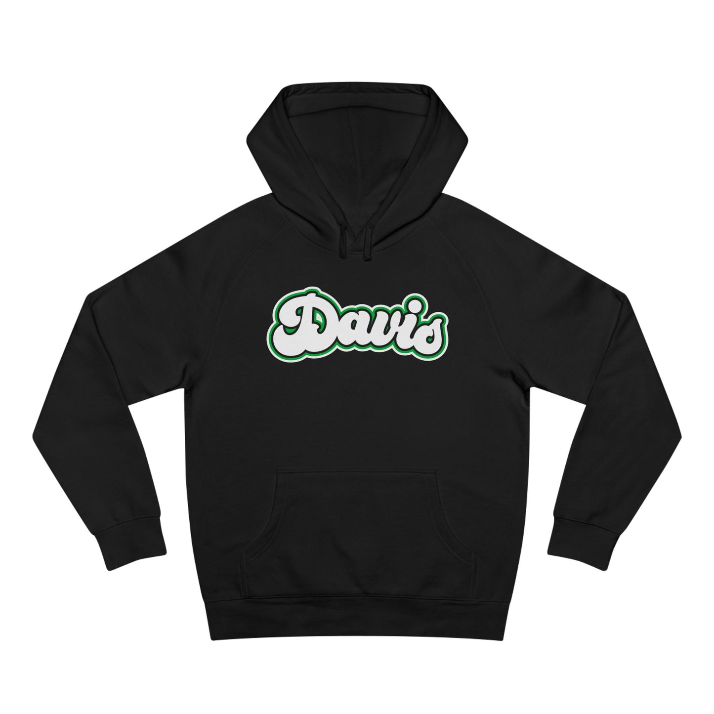 DAVIS (script bubble letters) Black outline - Unisex Fleece Hoodie