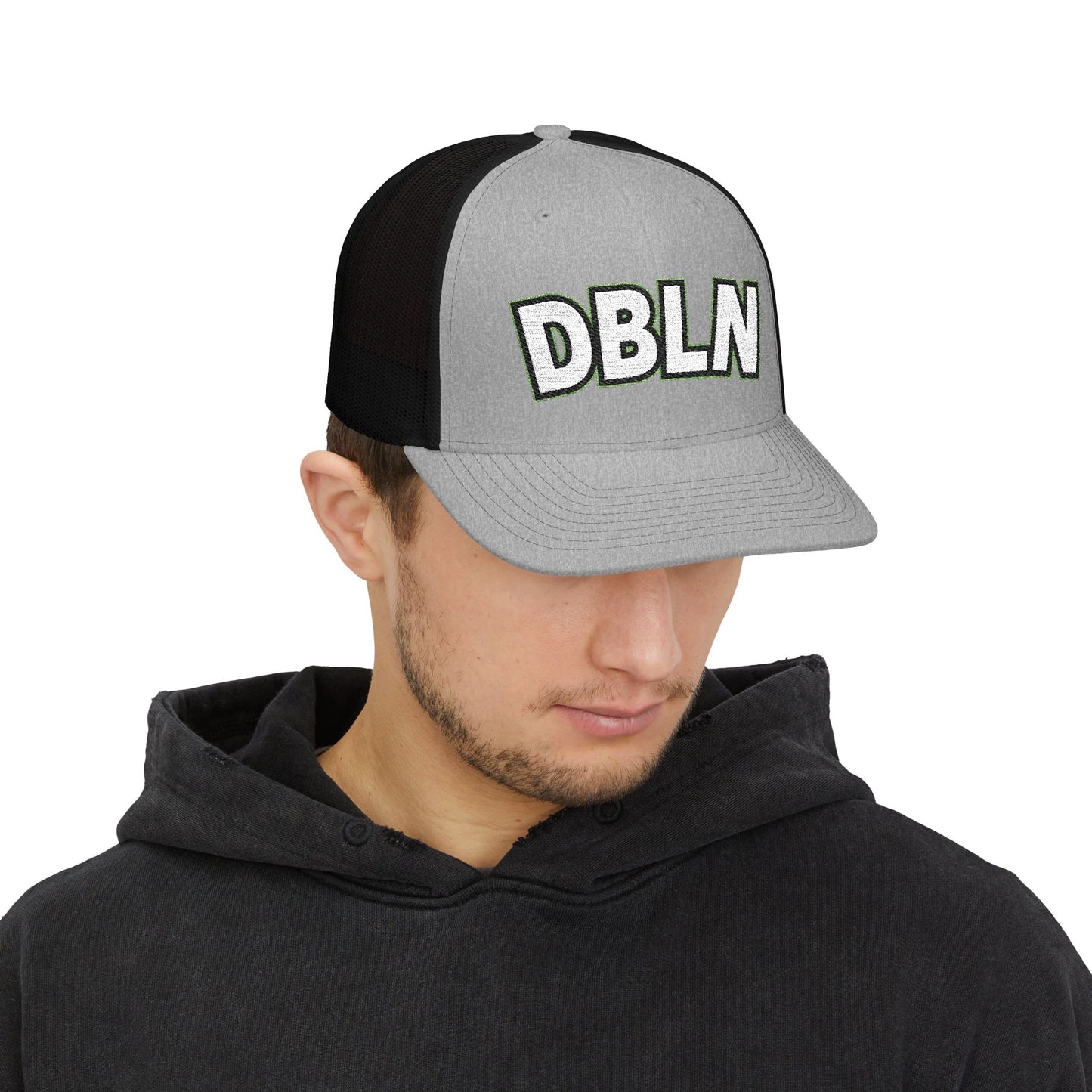 DBLN Embroidered Trucker Hat — Retro Patch Snapback Cap