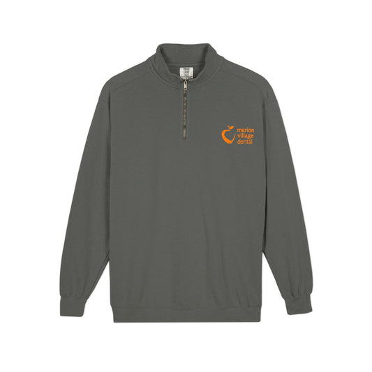 MVD_APPLE icon (front)_Tagline (back) - Quarter-Zip Sweatshirt — Orange Logo "Where Every Story Matters" Crew