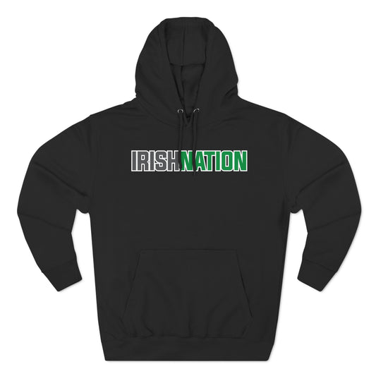 IRISH NATION_WHITE STROKE-Three-Panel Fleece Hoodie