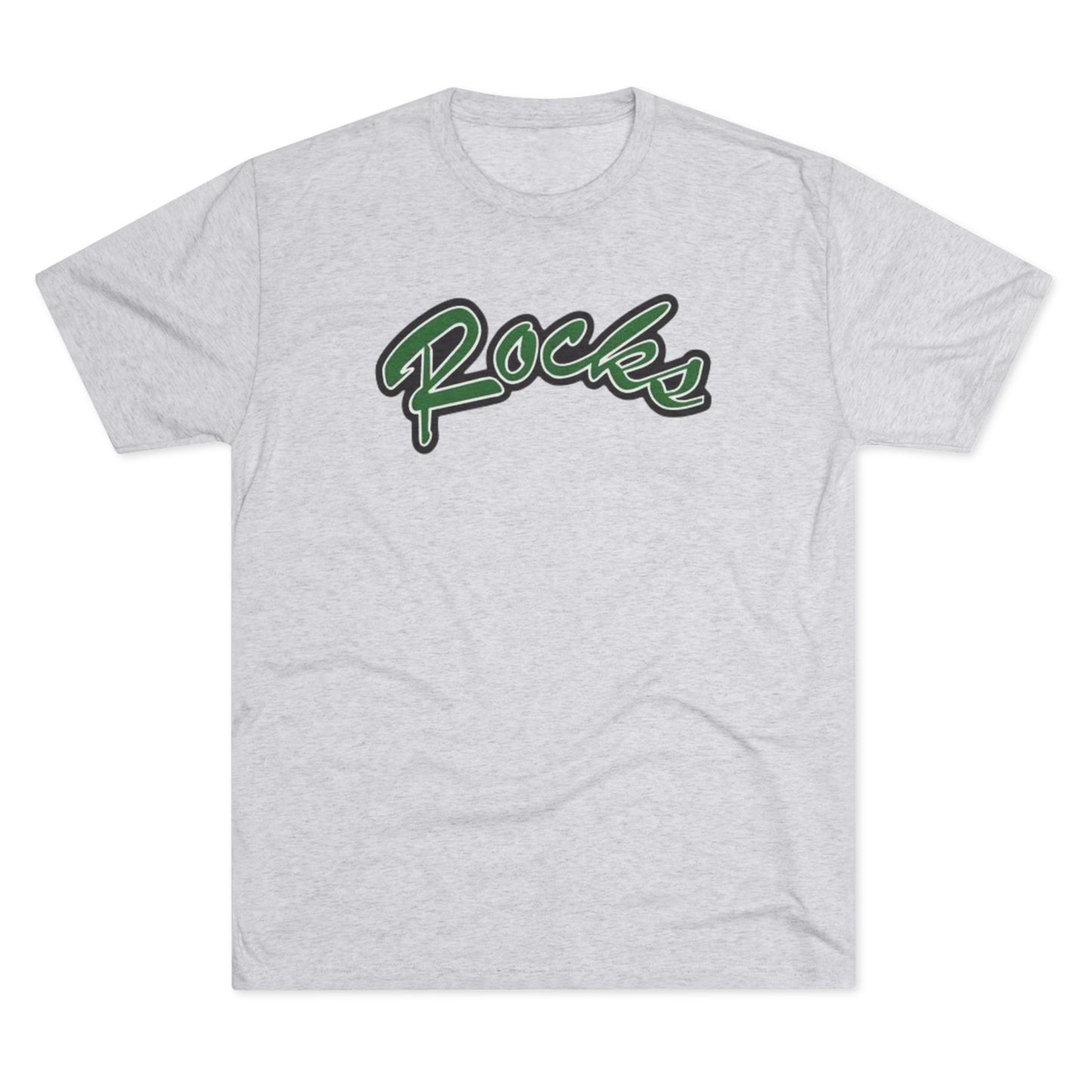 Rocks Script Tee — Retro Green Script Graphic T-Shirt