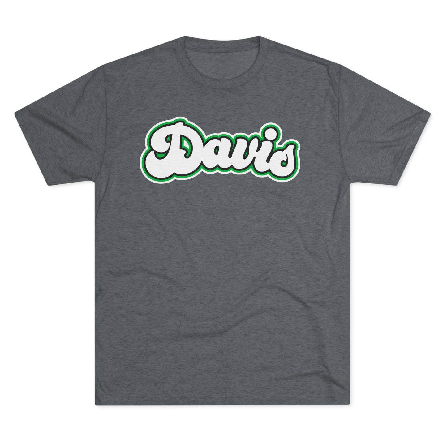 DAVIS (script bubble letters) Black outline-Unisex Tri-Blend Crew Tee