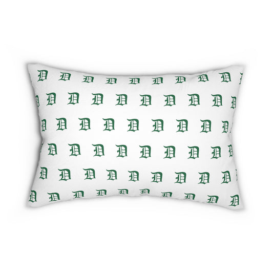 Green Sox (green socks icon) pattern with Script D pattern on back side-Spun Polyester Lumbar Pillow