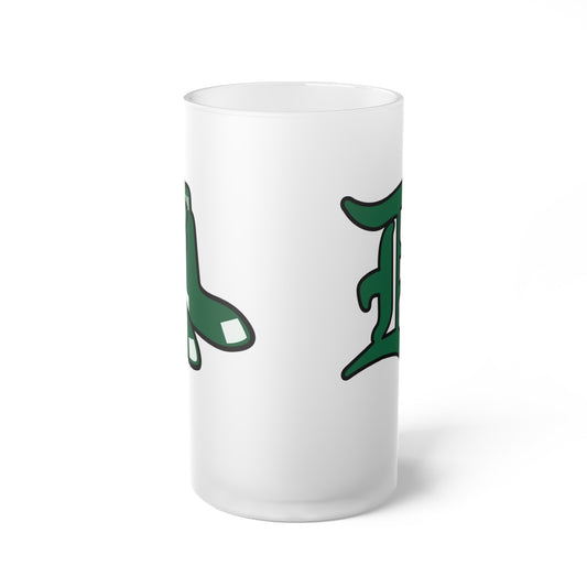 Green Sox icon + Script D-Frosted Glass Beer Mug