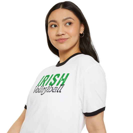 IRISH_VOLLEYBALL_Distressed-Unisex Cotton Ringer T-Shirt