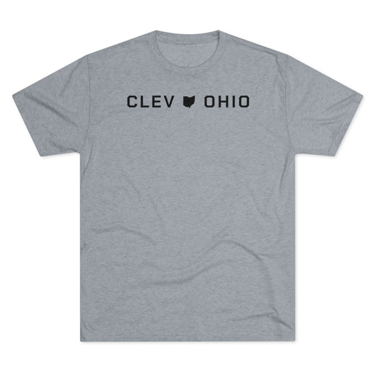 CLEV (state shape) OHIO - Unisex Tri-Blend Crew Tee