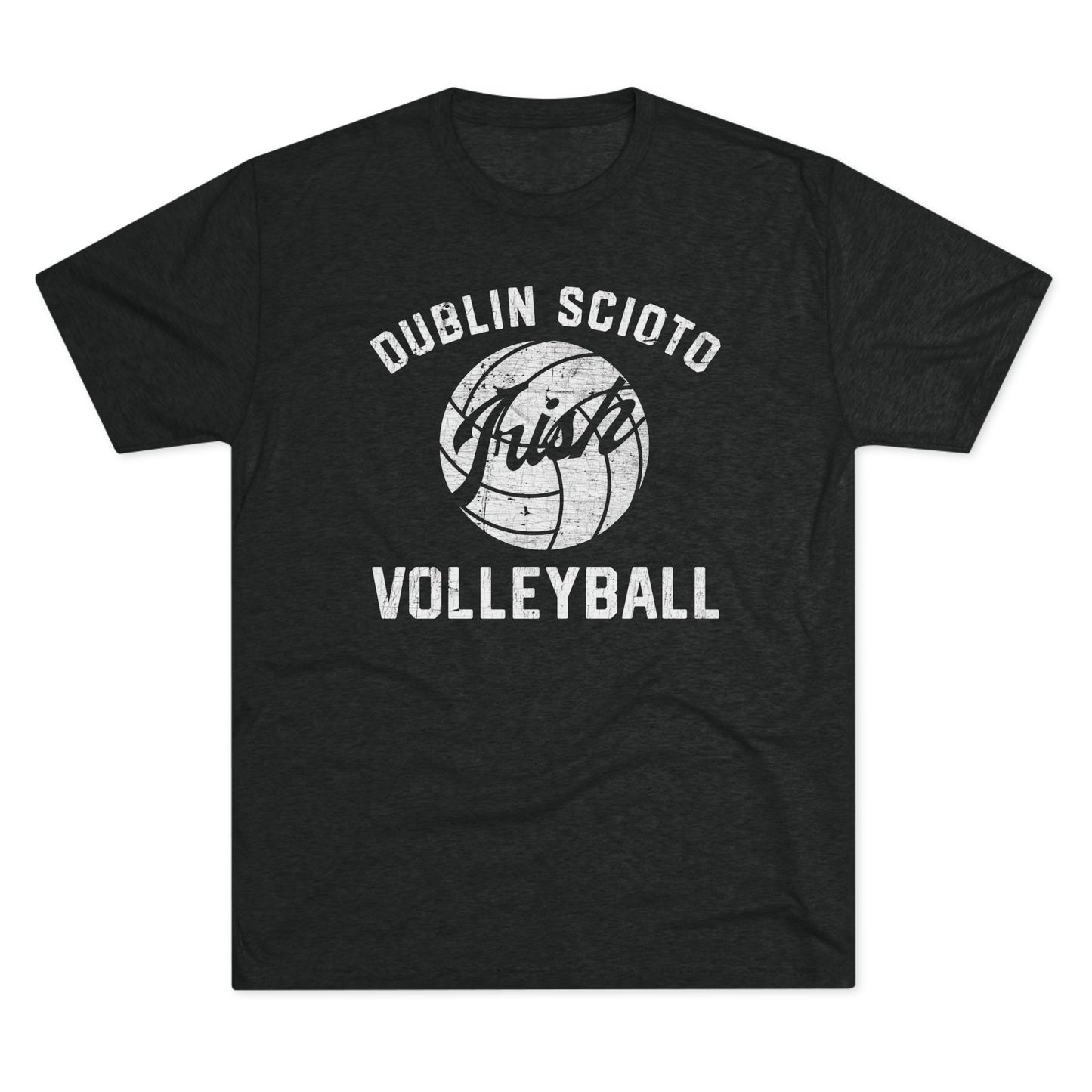 DUBLIN SCIOTO_IRISH VOLLEYBALL_Distressed-Unisex Tri-Blend Crew Tee
