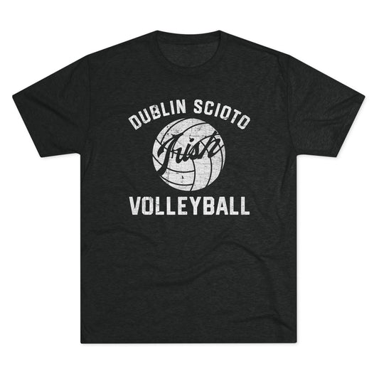 DUBLIN SCIOTO_IRISH VOLLEYBALL_Distressed-Unisex Tri-Blend Crew Tee