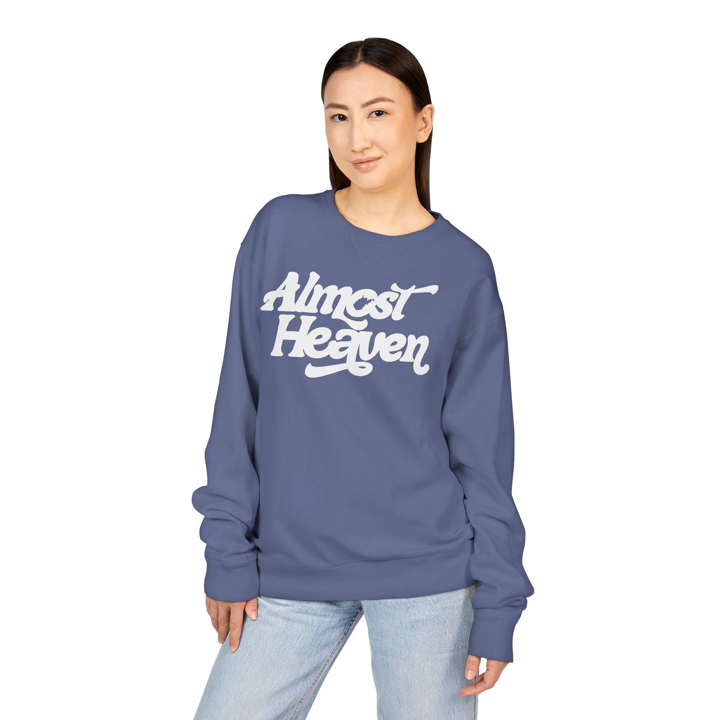 Almost Heaven_(WV STATE KNOCKOUT)_COMFORT WASH Crewneck Sweatshirt — Retro Graphic Pullover