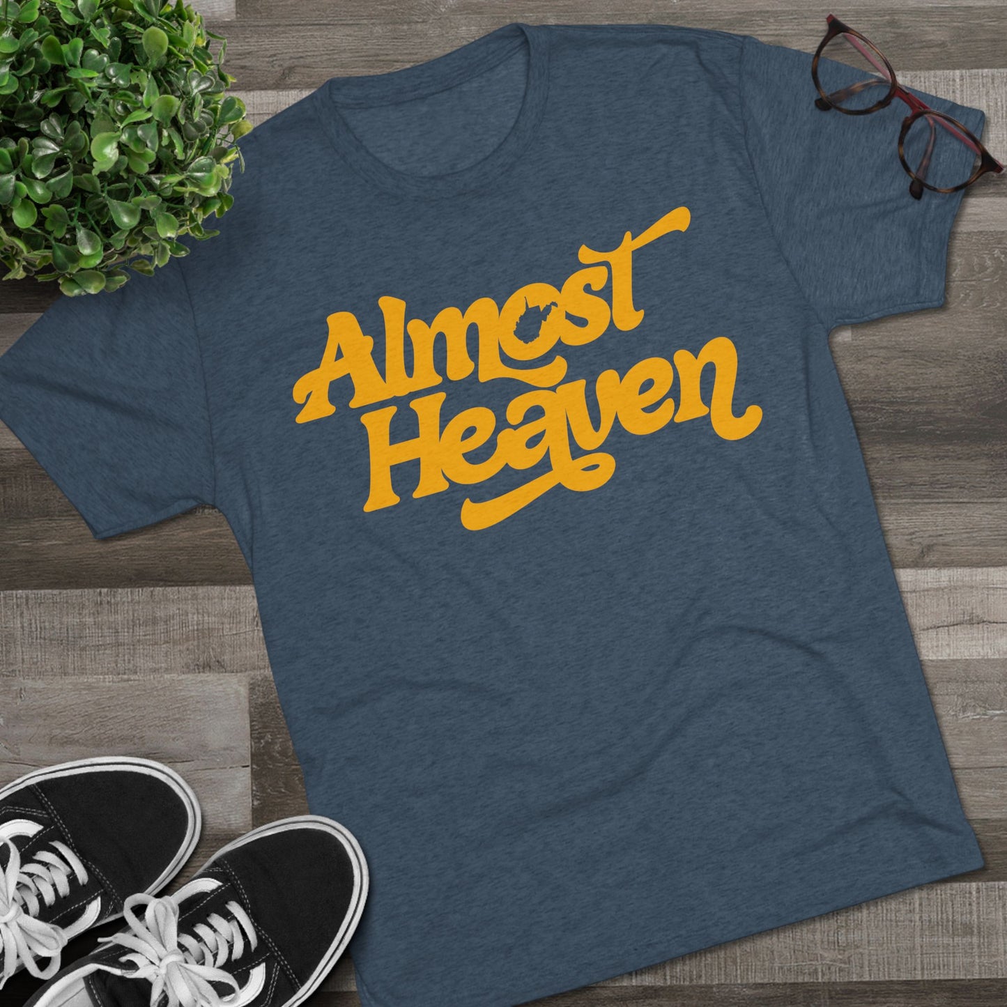 Almost Heaven Tee_(WV STATE KNOCKOUT) — Retro Script Graphic Shirt