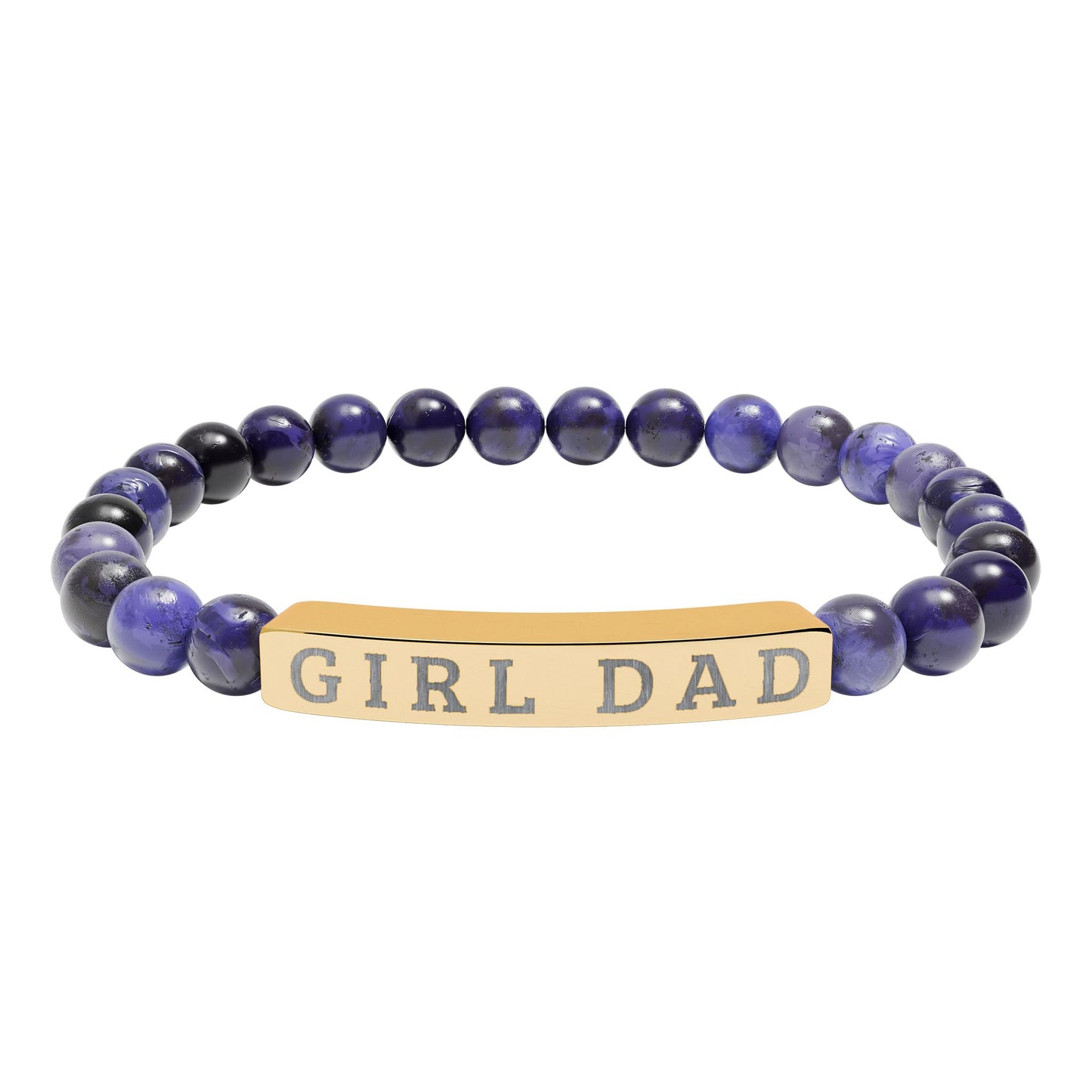 GIRL DAD – Engraved Natural Stone Stretch Bar Bracelet
