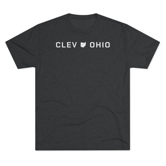 CLEV (state shape) OHIO - Unisex Tri-Blend Crew Tee