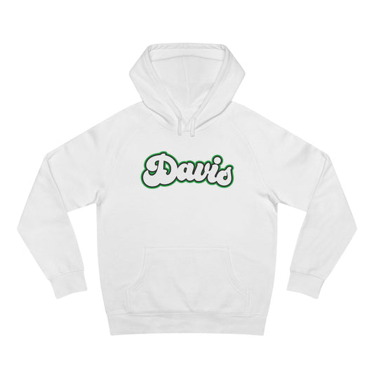 DAVIS (script bubble letters) Black outline - Unisex Fleece Hoodie