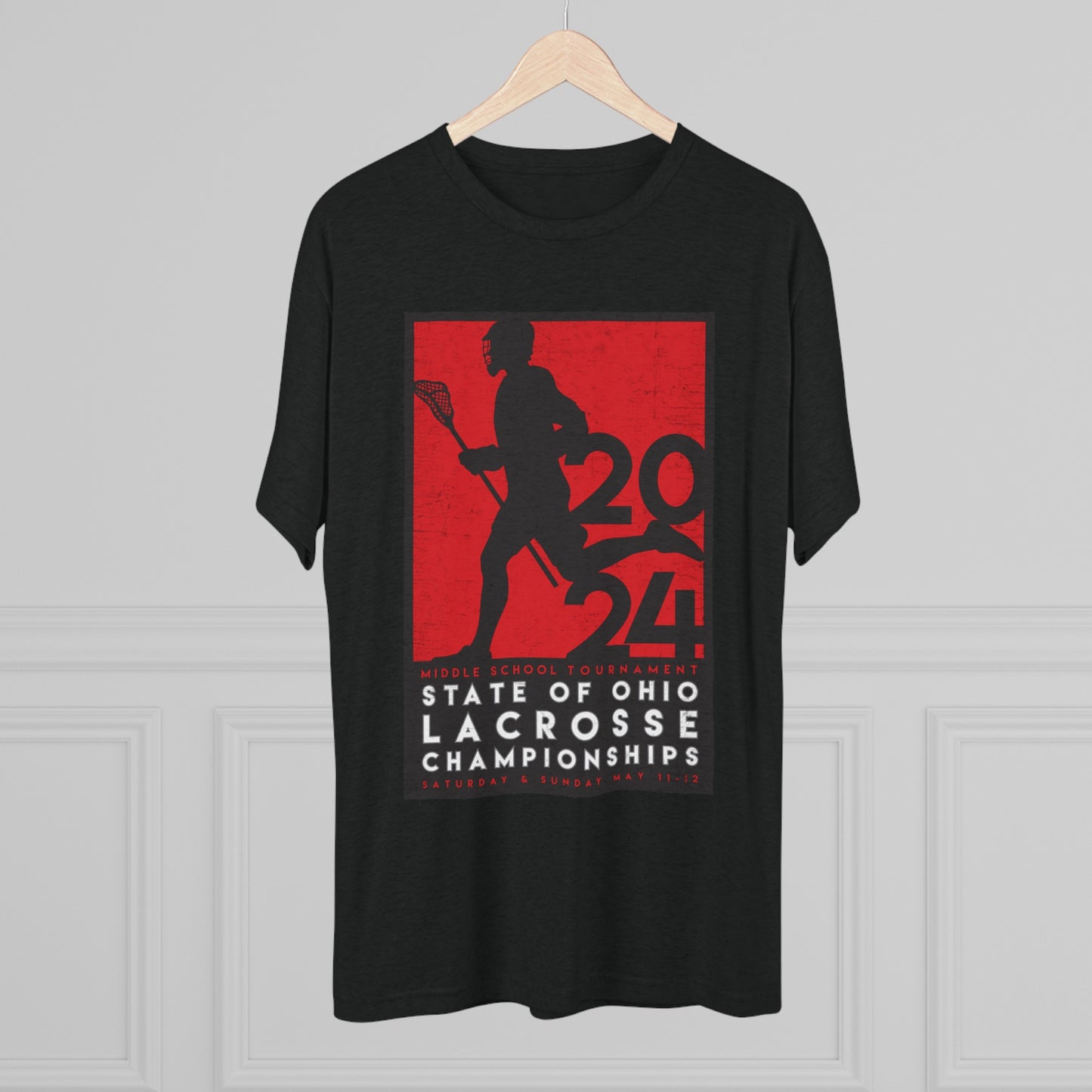 LTD_2024 LACROSSE POSTER -T DESIGN–(back) HELMET_Unisex Tri-Blend Crew Tee