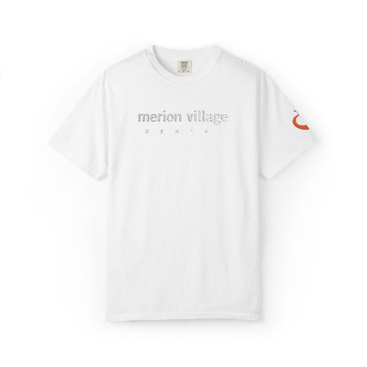 White thread – MVD_MERION VILLAGE DENTAL_embroidery – Apple-Heart icon sleeve_embroidery - T-Shirt
