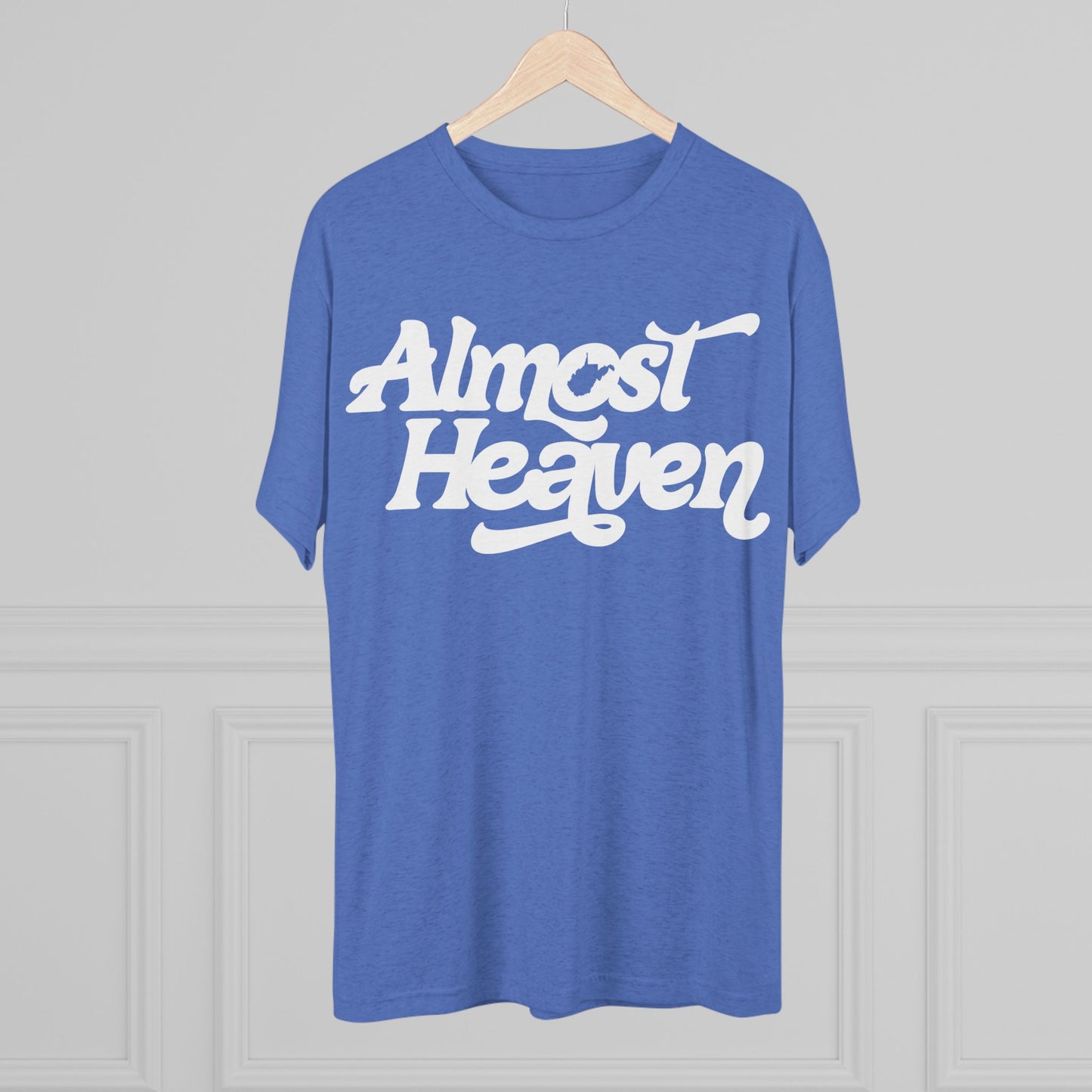 Almost Heaven Tee_(WV STATE KNOCKOUT)-1-color white — Retro Script Graphic Shirt