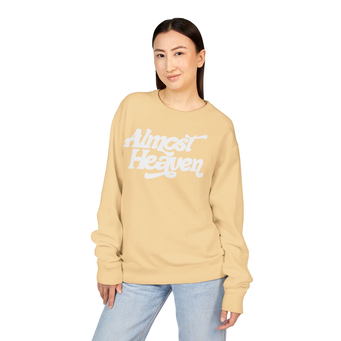 Almost Heaven_(WV STATE KNOCKOUT)_COMFORT WASH Crewneck Sweatshirt — Retro Graphic Pullover