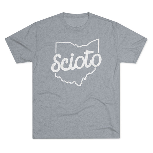 SCIOTO (script) OHIO State Shape outline - Unisex Tri-Blend Crew Tee