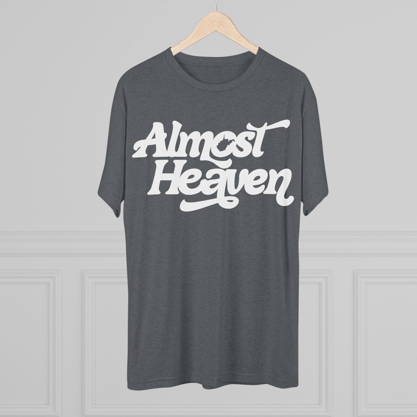 Almost Heaven Tee_(WV STATE KNOCKOUT)-1-color white — Retro Script Graphic Shirt