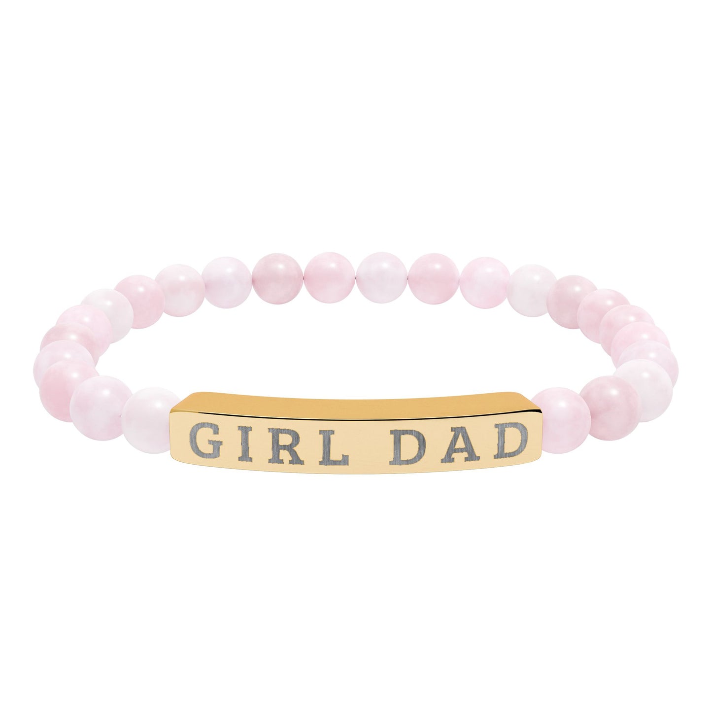 GIRL DAD – Engraved Natural Stone Stretch Bar Bracelet
