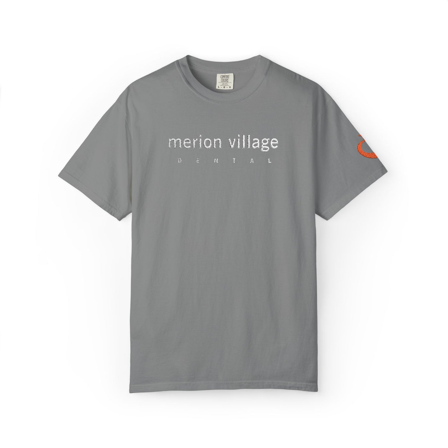 White thread – MVD_MERION VILLAGE DENTAL_embroidery – Apple-Heart icon sleeve_embroidery - T-Shirt
