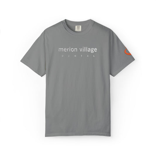 White thread – MVD_MERION VILLAGE DENTAL_embroidery – Apple-Heart icon sleeve_embroidery - T-Shirt