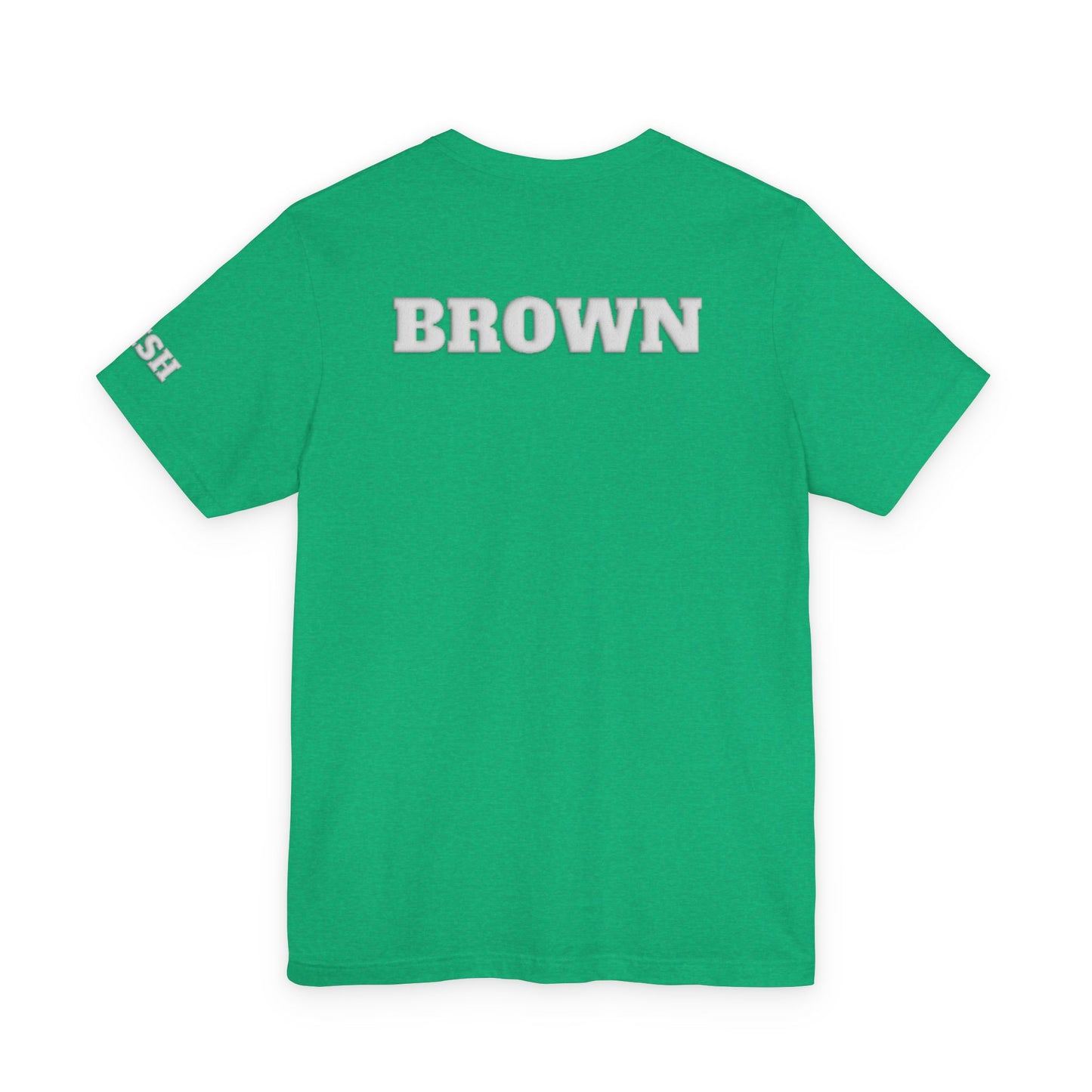 3(front)_BROWN(back)_IRISH (sleeve) — Bold White ‘3’ Graphic T-Shirt