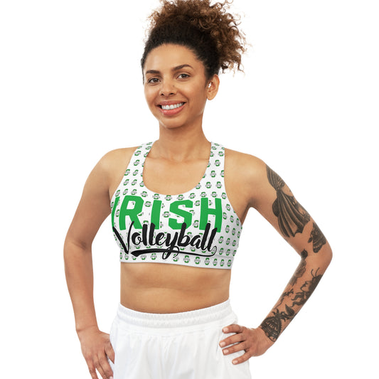 IRISH VOLLEYBALL_Scioto logo (pattern)-Seamless Sports Bra (AOP)