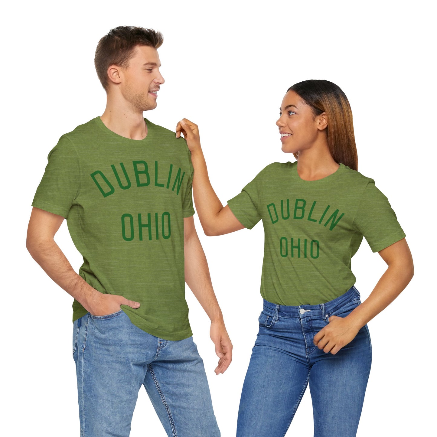 DUBLIN (arched type) OHIO-GREEN ON GREEN OPTIONS-Unisex Jersey Short Sleeve Tee