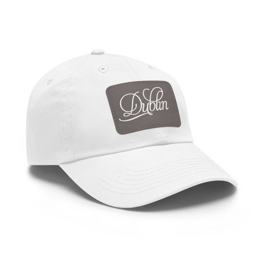 Dublin (script)-Dad Hat with Leather Patch (Rectangle)