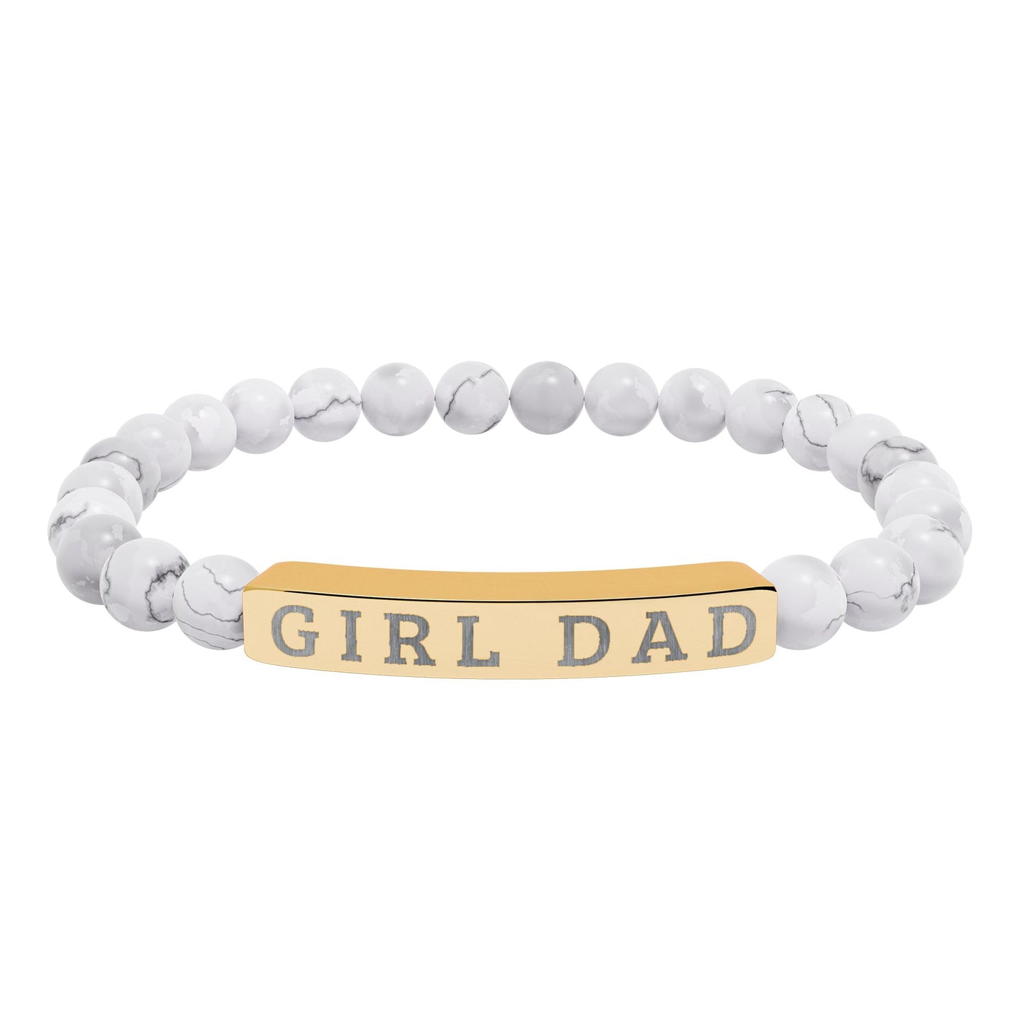 GIRL DAD – Engraved Natural Stone Stretch Bar Bracelet