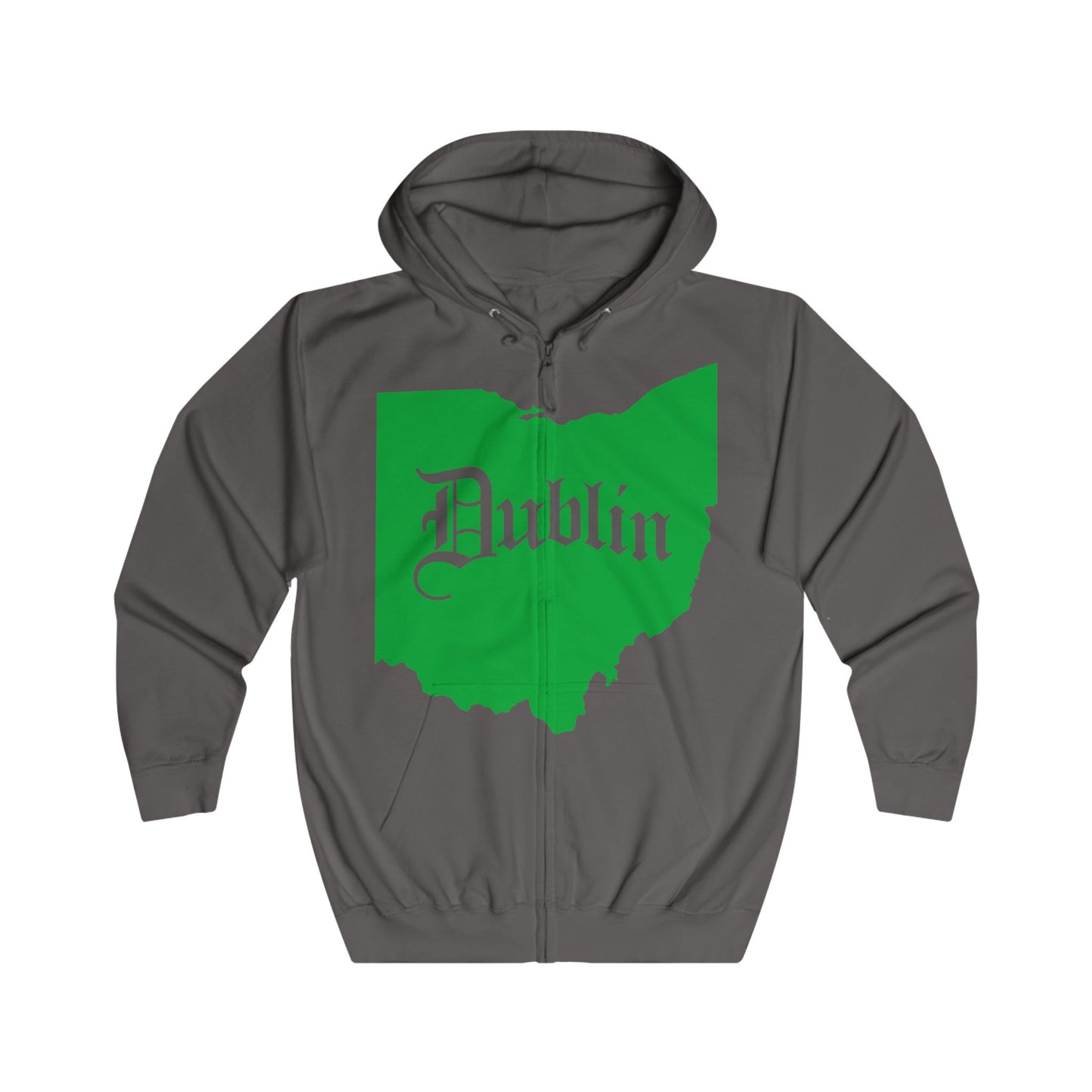 STATE OF OHIO_DUBLIN(Gothic font) KNOCKOUT - Zip-Up Hoodie