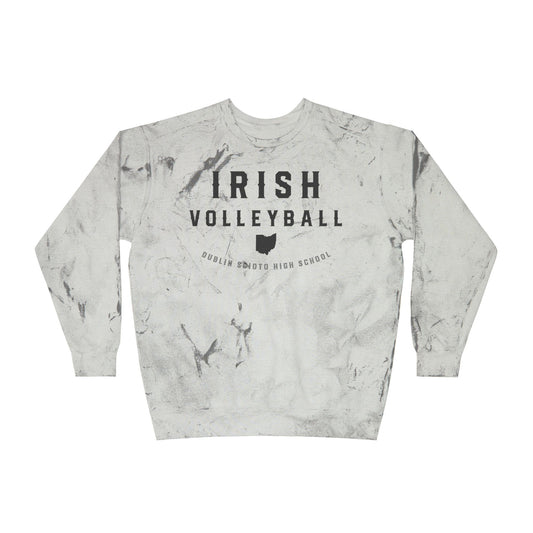 IRISH VOLLEYBALL_OH STATE SHAPE_ESTABLISHED 1995-Comfort Colors® - Unisex Color Blast Crewneck Sweatshirt