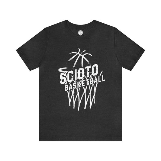 SCIOTO BASKETBALL_BALL-HOOP GRAPHIC-Unisex Jersey Short Sleeve Tee