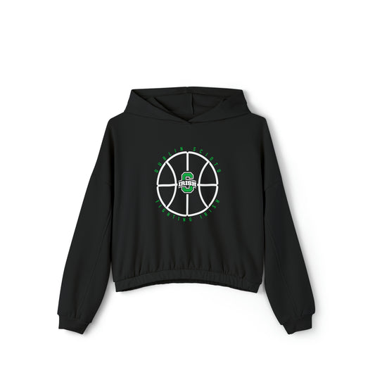 DUBLIN SCIOTO FIGHTING IRISH_BLOCK S IRISH LOGO_BBALL GRAPHIC-Women's Cinched Bottom Hoodie