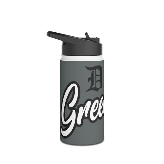 GREEN SOX script_Script D - Stainless Steel Water Bottle, Standard Lid