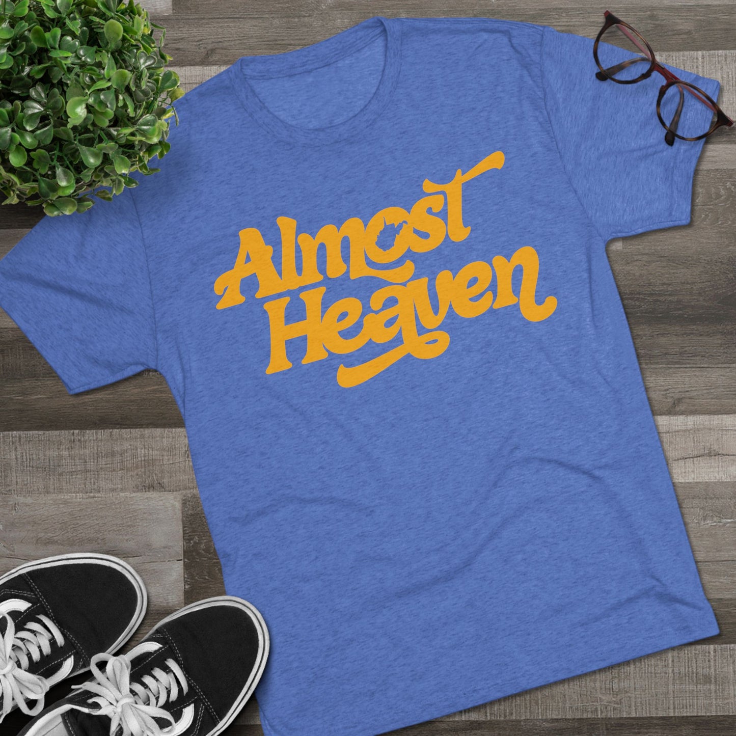 Almost Heaven Tee_(WV STATE KNOCKOUT) — Retro Script Graphic Shirt