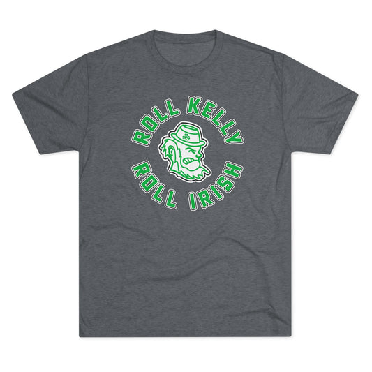 ROLL KELLY. ROLL IRISH. LEPRECHAUN ICON. - Unisex Tri-Blend Crew Tee