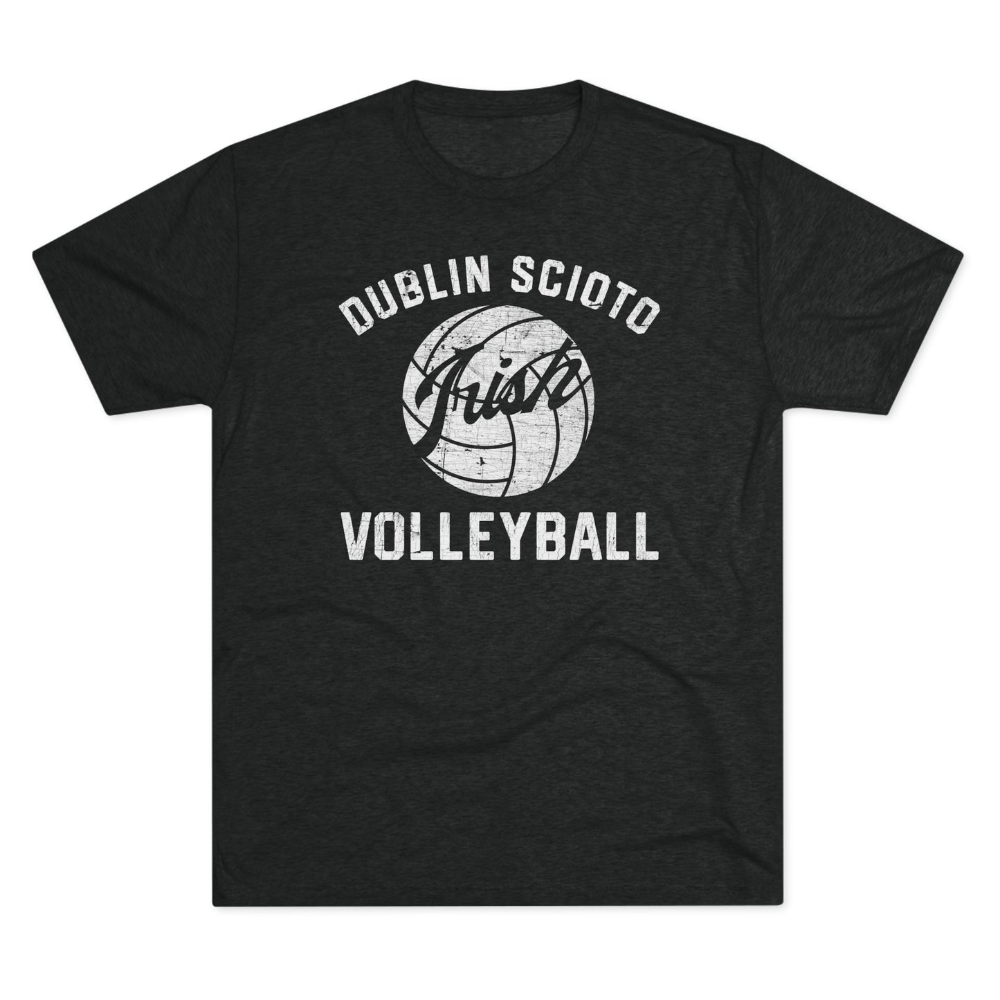 DUBLIN SCIOTO_IRISH VOLLEYBALL_Distressed-Unisex Tri-Blend Crew Tee