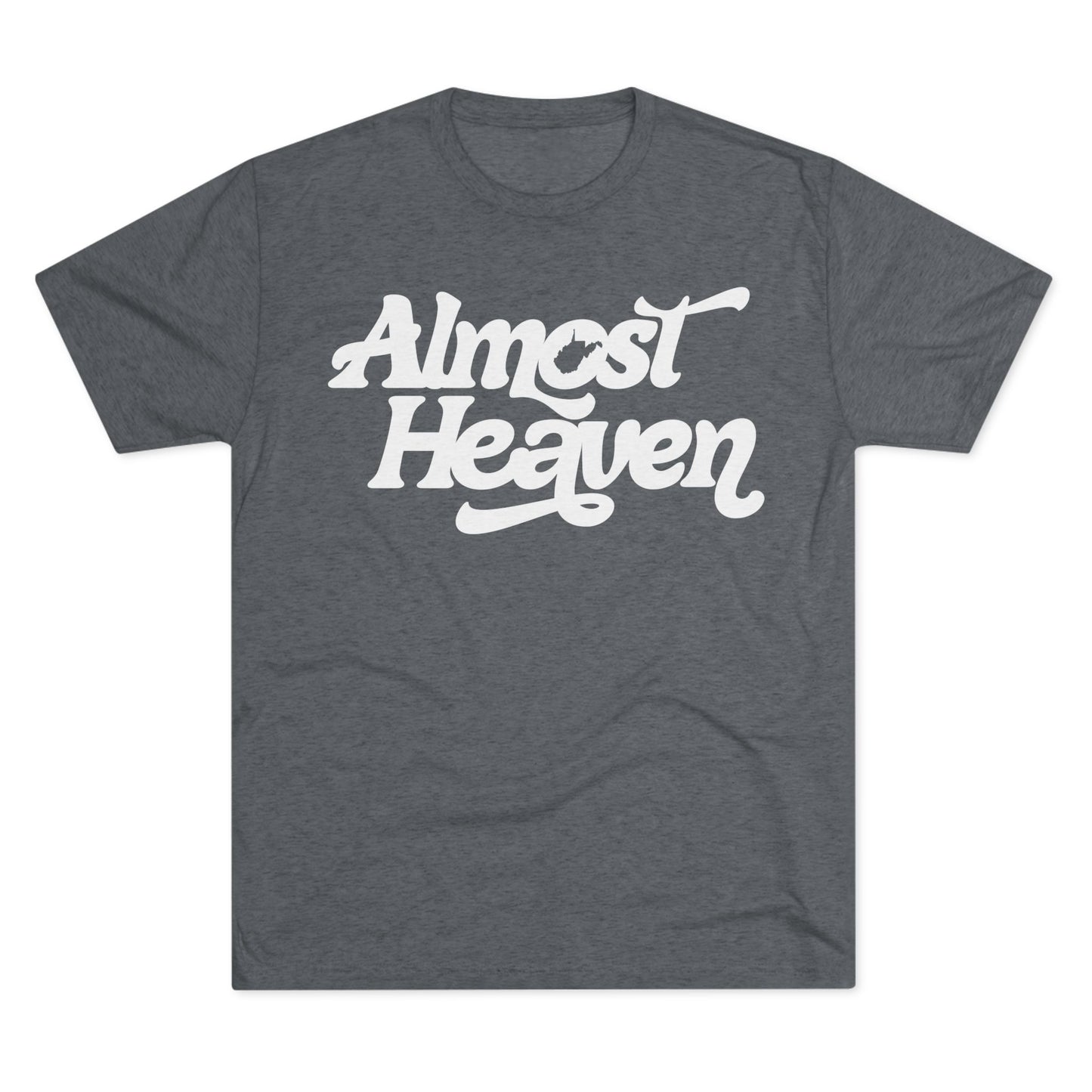 Almost Heaven Tee_(WV STATE KNOCKOUT)-1-color white — Retro Script Graphic Shirt