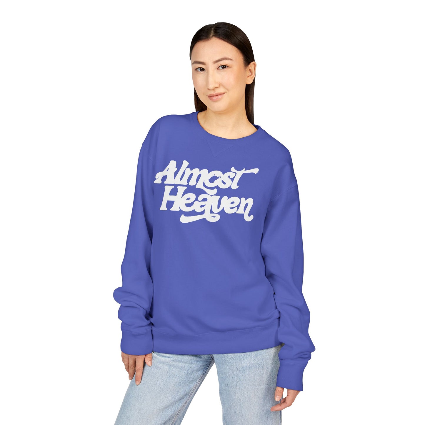 Almost Heaven_(WV STATE KNOCKOUT)_COMFORT WASH Crewneck Sweatshirt — Retro Graphic Pullover
