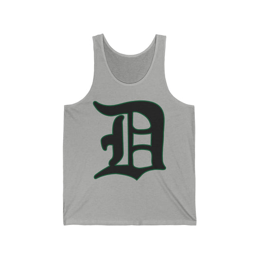 Script D (black with green outline)-Unisex Jersey Tank