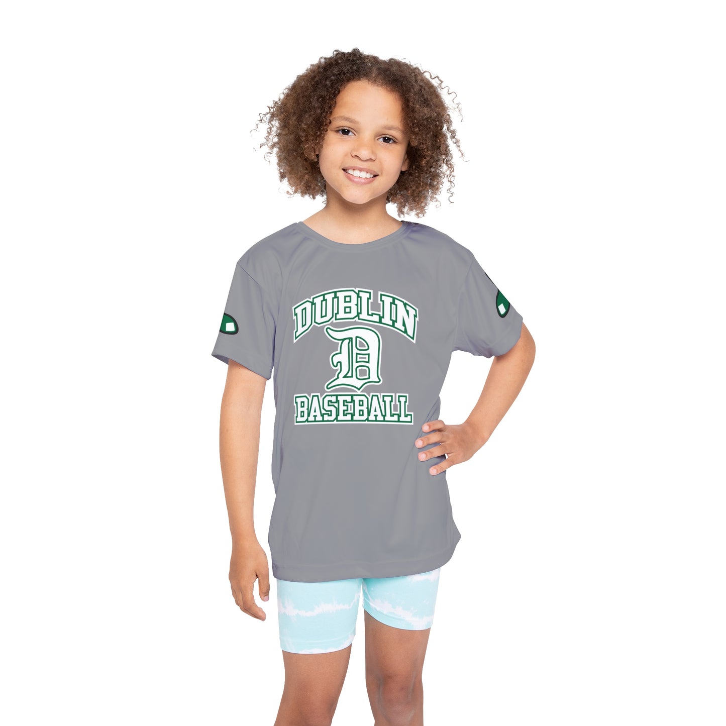 DUBLIN BASEBALL_SCRIPT D (front)_GREEN SOX icon (both sleeves)-Kids Sports Jersey (AOP)