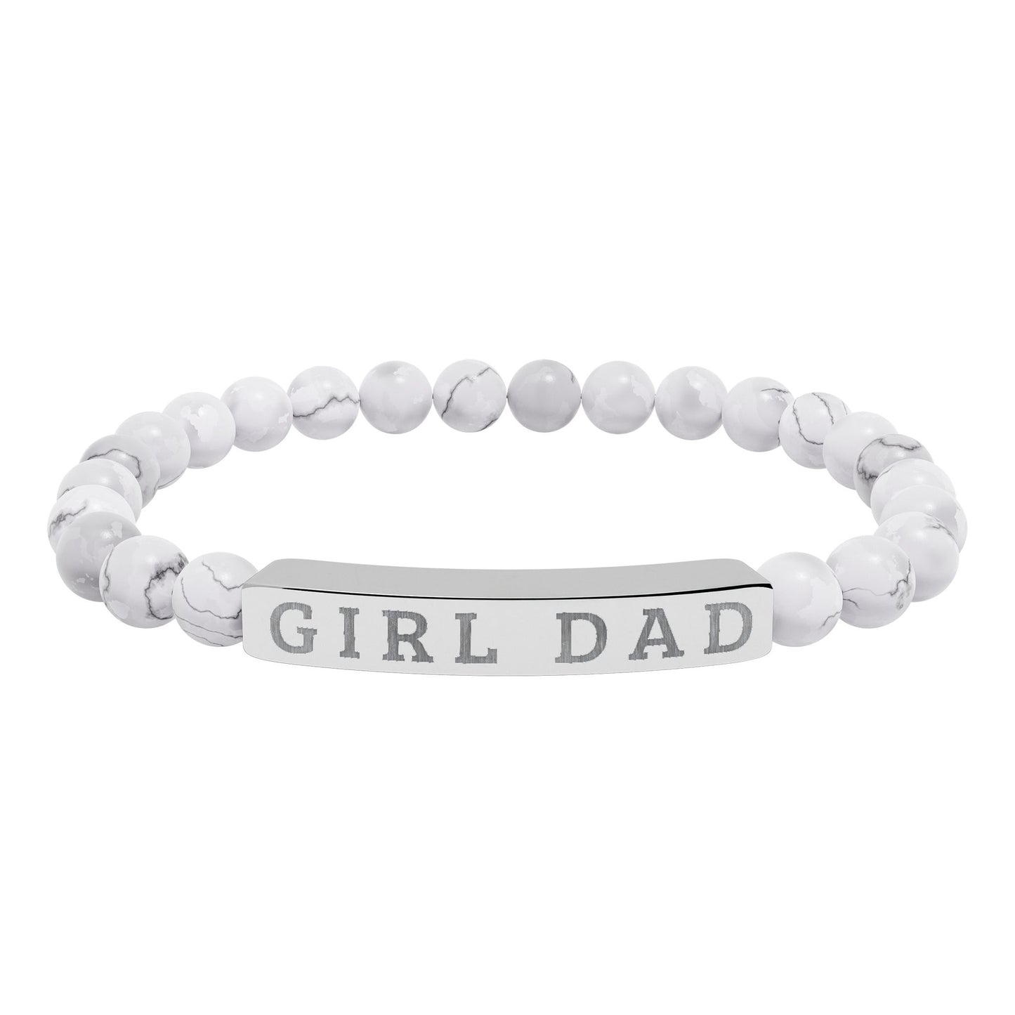 GIRL DAD – Engraved Natural Stone Stretch Bar Bracelet